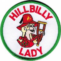 Shriner Crutch Hillbilly Lady Emblem Round Iron-On Patch [White - 3"]
