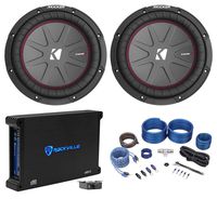 (2) Kicker 43CWR102 COMPR10 10" 1600 Watt Subwoofers+Mono Amplifier+Amp Kit
