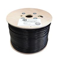 Dripstone Bare Copper 1000ft CAT6 SF/UTP Foiled and Shielded Outdoor/Direct Burial Solid Ethernet Cable 23AWG CMX Waterproof Wire Polyethylene (PE) Black 550Mhz
