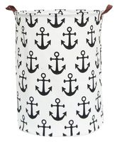 CLOCOR Large Storage Bin-Cotton Storage Basket-Round Gift Basket with Handles for Toys,Laundry,Baby Nursery(Anchor)