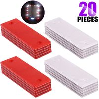 Swpeet 20Pcs Universal Red + White Plastic Rectangular Stick-on Car Reflector Sticker, Door Reflectors Interior Red + White Compatible Warning Plate Adhesive Reflector for Most Car
