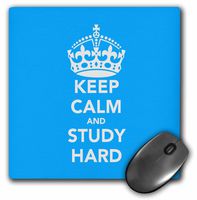 3dRose LLC 8 x 8 x 0.25 Inches Mouse Pad, Keep Calm and Study Hard - Light Blue (mp_123118_1)