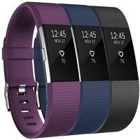 Amzpas for Fitbit Charge 2 Bands, 3 Pack, Small Large Adjustable Replacement Accessory Wristbands Bracelet for Fitbit Charge 2 Women & Men (.Black+Blue+Plum, Large)