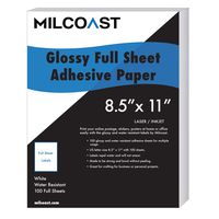 Milcoast Full Sheet 8.5" x 11" Shipping Sticker Paper Adhesive Labels Glossy Water Resistant for Laser or Inkjet Printer (100 Full Sheet)