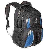 Exos Backpack, (Laptop, Travel, School or Business) Urban Commuter (Black with Blue Trim)
