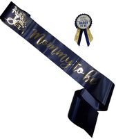 Twinkle Little Star Baby Shower Mommy Sash & Daddy to Be Pin Navy & Gold Gift Set