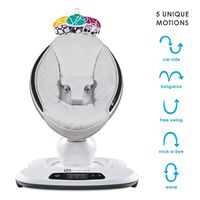 4moms mamaRoo 4 baby swing, high-tech baby rocker, Bluetooth enabled - classic nylon fabric with 5 unique motions