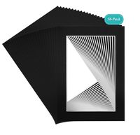 Golden State Art, Pack of 50, Acid-Free Black Pre-Cut 5x7 Picture Mat for 4x6 Photo with White Core Bevel Cut Frame Mattes