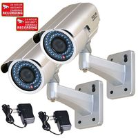 VideoSecu 2 Pack 1/3" PIXIM Security Cameras DPS WDR OSD IR-Cut Filter Infrared Day Night Bullet Outdoor CCTV Surveillance 690TVL 4-9mm Zoom Lens with Power Supplies BZU