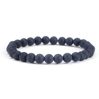 Cherry Tree Collection Gemstone Beaded Stretch Bracelet 6mm Round Beads | Small - 6" (Black Agate Matte)