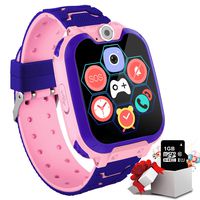 Kids Game Smartwatch for Boys Girls - Kids Smart Watch with Call SOS Camera 7 Games Alarm Clock Music Record 1.54" Touch Screen with [1GB Micro SD Card] Wrist Watch for Children Birthday Gifts (Pink)