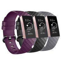 Keasy Replacement Bands Compatible with Fitbit Charge 3, Soft Adjustable Wristbands for Women Men