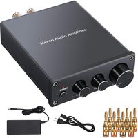 LiNKFOR Home Audio Amplifier with Power Adapter Bass and Treble Control 2 Channel Stereo Audio Amplifier Receiver Mini Hi-Fi Class D Integrated Amplifier TPA3116D2 for Home Speaker 50W x 2