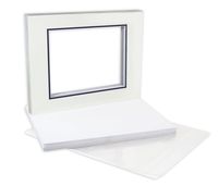 Golden State Art, Pack of 10, Double Picture Mats 11x14 with White Core Bevel Cut for 8x10 Pictures + Backing + Bags, Ivory Turret Over Dark Blue