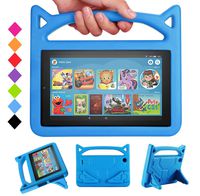 Kindle Fire 7 Case,Fire 7 Tablet kids Case-SHREBORN Kids Shock Proof Protective Cover Case with Handle Stand for Amazon Kindle Fire 7 Tablet (Compatible with 7th/9th Generation,2017/2019 Release)-Blue