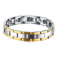 Extra Strength Magnetic Therapy 316L Stainless Steel Gold Bracelets for Men Health Stress Relief Wristband [Free Links Removal Tool]