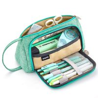 EASTHILL Medium Capacity Pencil Pen Case Bag Pouch Holder Multi-Slot School Supplies for Middle High School Office College Girl Adult Simple Storage Mint Green