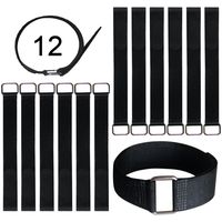 VIGAER 12 inch Cable Tie Down Straps, 12 pcs Reusable Nylon Hook and Loop Fastening Straps, Securing Straps with Metal Buckle
