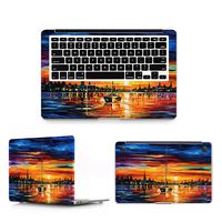 HRH 3 in 1 Sunrise at sea Painting Full Body Cover Vinyl Decal Laptop Stickers Palmrest PalmGuard for MacBook 12" with Retina Display A1534 (2015 Release)&A1931(2018 Release)