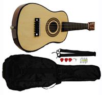 Shop4Omni Mini Kids Acoustic Toy Guitar Kit Gig Bag + Picks + Strap + Tuner - Natural Wood