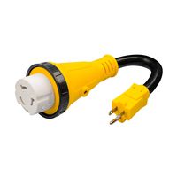 RVGUARD RV Dogbone Electrical Adapter 15 Amp Male to 50 Amp Female with Lighting and Locking, 12 INCH