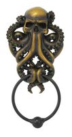 Decorative Octopus Skull Monster Resin Door Knocker with Cast Iron Knocker Wall Sculpture