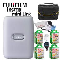 Fujifilm Instax Mini Link Portable Smartphone Printer (Ash White) Creative Kit Best Value Classroom Bundle with (80) Instax Mini Films + Carrying Bag + More