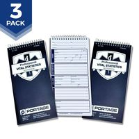 EMT/First Responders Vital Statistics Notebook - 8" x 4" Medical Notebook for Vital Signs and Additional Patient Information - 210 Pages (3 Pack)