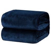 Bedsure Flannel Fleece Luxury Blanket Navy King Size Lightweight Cozy Plush Microfiber Solid Blanket