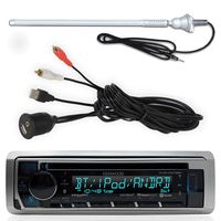 Kenwood Marine Yacht CD MP3 Bluetooth Stereo iPod iPhone Stereo with Enrock Marine Flexible AM/FM Radio Antenna and Enrock Universal USB 3.5mm Auxiliary Interface Mount Cable