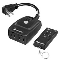 DEWENWILS ODT12B Outdoor Light Sensor Timer, Heavy Duty Waterproof Plug in Switch, 100 ft Range Remote Control for 2 Grounded Electrical Outlets, 1/2HP UL Listed