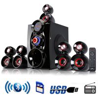 beFree Sound 5.1 Channel Bluetooth Surround Sound Speaker System- Red