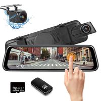 Sanlinkee Mirror Dash Camera,10" Full HD Touch Screen Car Mirror Dash Cam Backup Camera Dual Lens 170° 1080P Front and 150°1080P Rear View Camera with Parking Monitor and G-Sensor