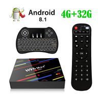 H96 Max+ TV Box Android 8.1, 4GB 32GB 4K Smart TV Box RK3328 Support H265 VP9 Video Decoding 2.4G 5GWifi 100M LAN KD18.0 USB3.0 Android TV Box with Backlit Wireless Keyboard