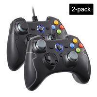 Wired Gaming Controller, EasySMX PC Game Controller Joystick with Dual-Vibration Turbo and Trigger Buttons for Windows/Android/ PS3/ TV Box (Black and Gray 2 Pack