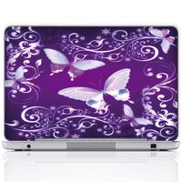 Meffort Inc 17 17.3 Inch Laptop Notebook Skin Sticker Cover Art Decal (Free Wrist pad) - Purple Butterflies