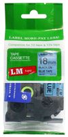 LM Tapes - Premium 3/4" (18mm) Black on Blue Compatible TZe P-touch Tape for Brother PT-E300, PTE300 Label Maker with FREE Tape Guide Included