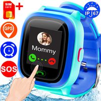 【New Version SIM Card Kids Smartwatches】GPS Tracking Locator, Waterproof IP67 Smart Watch Phone SOS,Alarm Clock,Touch Screen,Remote APP Wristwatch for 3-12 Boys Girls Christmas Holiday Toy Gifts
