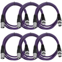 SEISMIC AUDIO - SAXLX-6-6 Pack of 6' Purple XLR Male to XLR Female Patch Cables - Balanced - 6 Foot Patch Cords