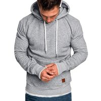 Simayixx Men Hoodies Pullover, Men's Fashion Workout Sweatshirts Plus Size Adjustable Hood Solid Sweater Tops Outerwear Gray