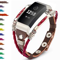 Compatible for Fitbit Charge 3 Bands for Women, Marval.P Handmade Leather Charge 3 SE Band, Replacement Unique Bracelet Strap, Wristbands with Adjustable Size, Fashion Wrist Band Straps Lover