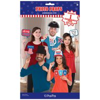 Amscan 392467 Patriotic Photo Props, 14" x 8 1/2" (Pkg. Size), Multi