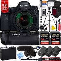 Canon 1897C002 EOS 6D Mark II 26.2MP Full-Frame DSLR Camera Body Bundle with EF 24-70mm f/2.8L II USM Lens, 2X 64GB Memory Card, 3X Battery, 1 Year Extended Warranty and Accessories (17 Items)