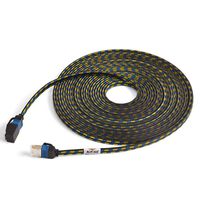 CAT7 Weave Shielded Ethernet Cable Flat Patch Cable FTP Patch Cord LSOH Engineering Grade Network Cable (10M, Black1)