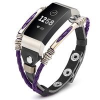 Marval.P Compatible for Fitbit Charge 3 Bands, Handmade Leather Charge 3 SE Band, Replacement Unique Bracelet Strap, Wristbands with Adjustable Size, Fashion Wrist Band Straps for Women Men Lover