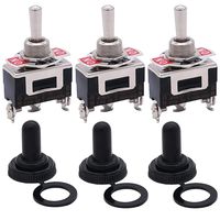 Twidec/Heavy Duty Rocker Momentary Toggle Switch 20A 125V SPDT 3 Position 3 Pin (ON)-Off-(ON) Switch with Metal Bat Waterproof Cap - Pack of 3, 2 Years Warranty Ten-123