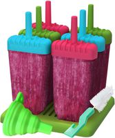 Popsicle Molds, Ozera Set of 6 Ice Pop Molds Maker, Popsicle Trays - With Silicone Funnel & Cleaning Brush - Assorted Colors (D - Three Colors)