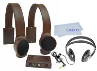 Audio Fox Wireless TV Speakers Value Bundle with Stereo Headphones and Liberty Cleaning Cloth (Brown)