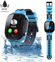 Jsbaby Kids Smartwatch LBS/GPS Tracker Phone with IP67 Waterproof Smartwatch Two Way Calls Game Watches for Boys and Girls Compatible iOS Android 2G Birthday (Blue)