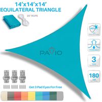 PATIO Paradise 14' x 14' x 14' Turquoise Green Sun Shade Sail Equilateral Triangle Canopy - Permeable UV Block Fabric Durable Outdoor - Customized Available
